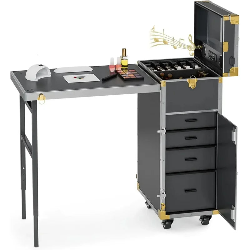 Portable Rolling Manicure Table Foldable.