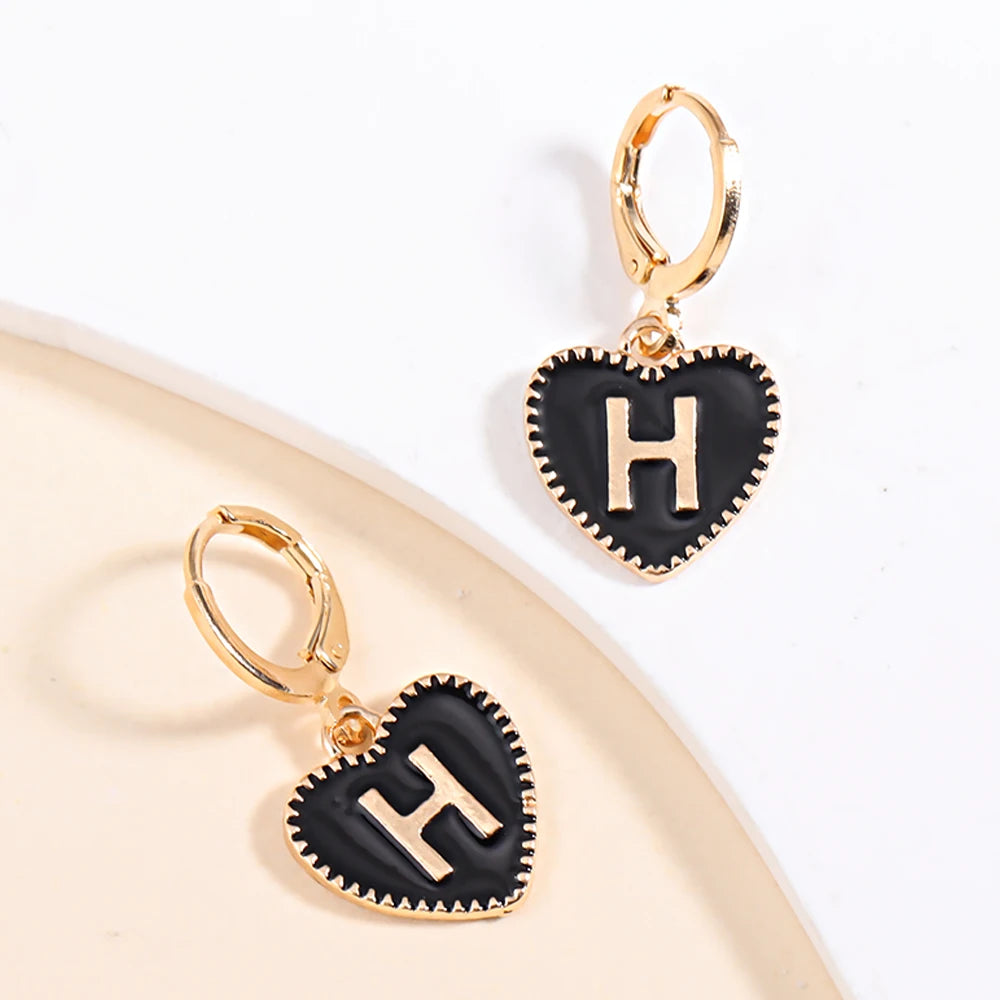 Peixin Fashion Heart Initial Letter Charms Women's Pendant Earrings Party Jewelry Mother's Day Valentine's Day Gift Wholesale