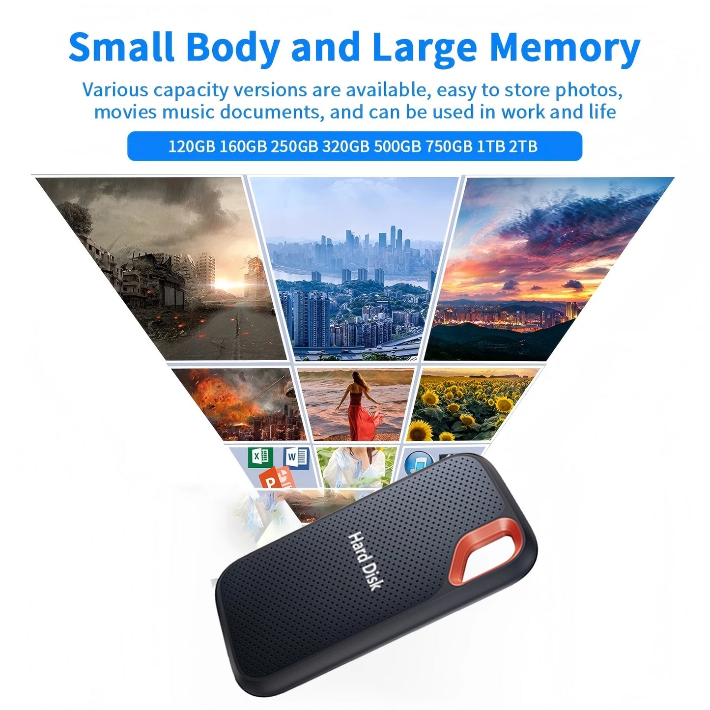 Mini External Hard Drive 2TB 4TB Large Capacity SSD 128TB Hard Drive USB 3.2  For Laptop/MAC/PC