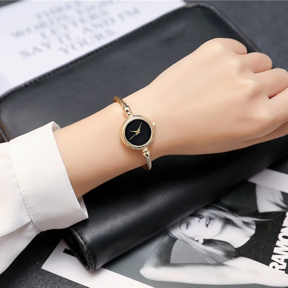 5PCS Women Simple Small Bracelet Watches Stainless Steel Retro Ladies Quartz Wristwatch Fashion Casual Female