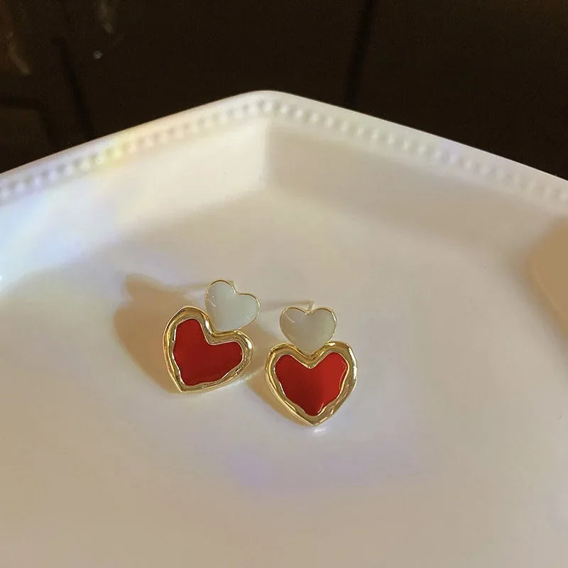 Love Heart Pearl Earrings for Women Fashion Artificial Pearl Round Stud Earrings Elegant Wedding Jewelry Valantine Day Gifts
