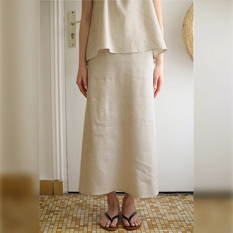 100% Linen Long Skirts For Women.