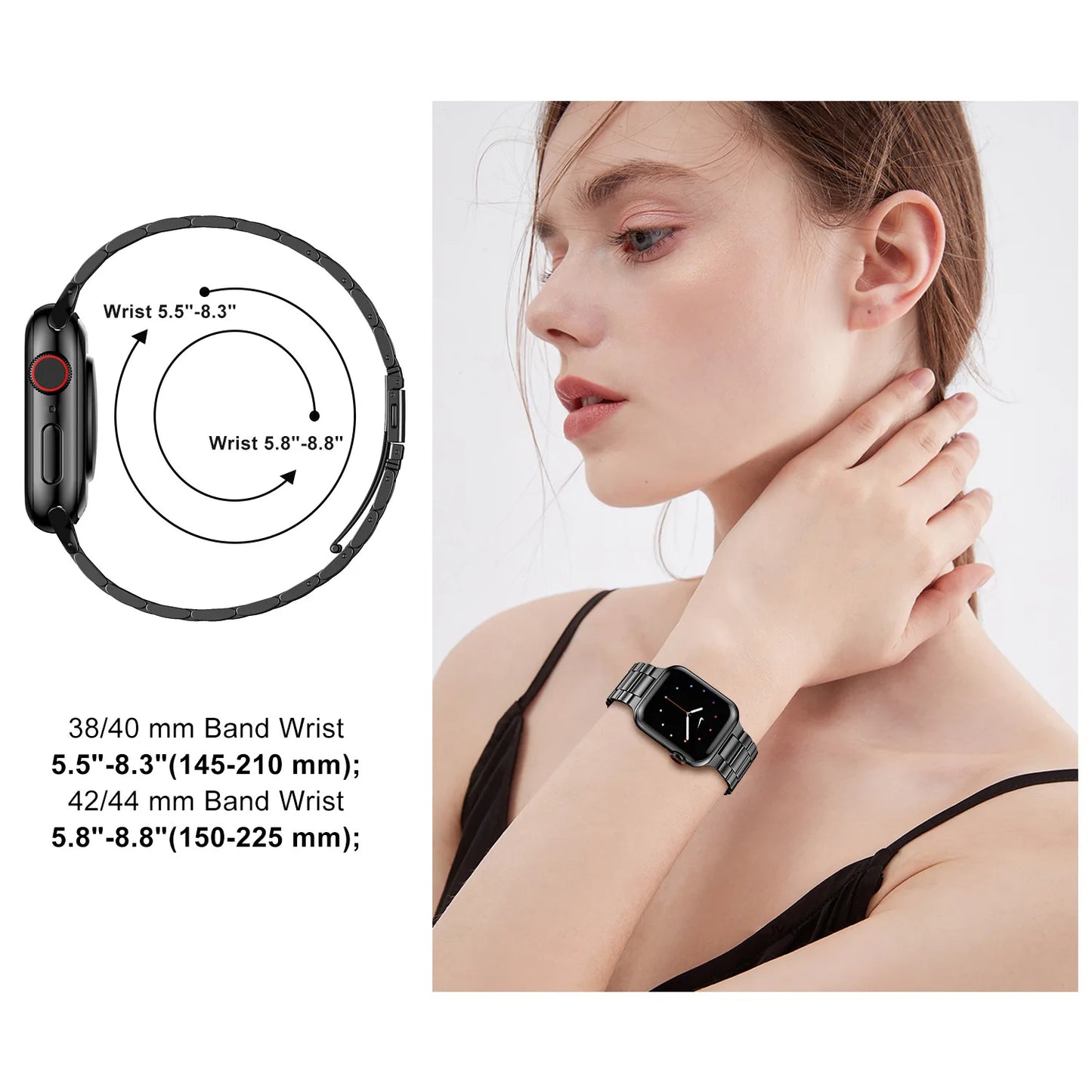 Stainless steel metal men and women watch bands, compatible with Apple Watch 38/40/41mm42/44/45/49mm, suitable for Iwatch 987654