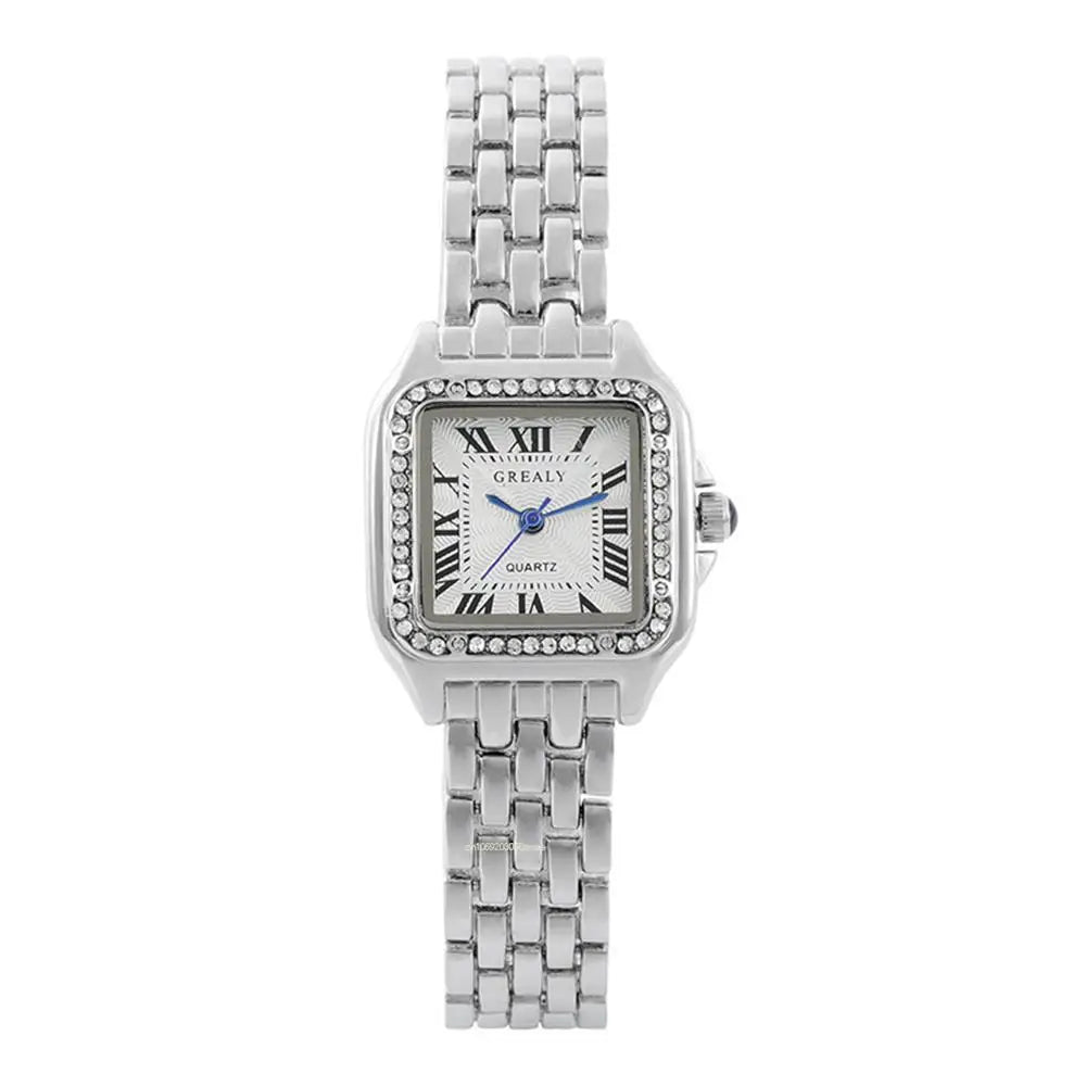 Luxury Brand Watches Fashion Roman Diamond-set Waterproof Women Watch Business Stainless Steel No Fading Gold Strap Gift Clock