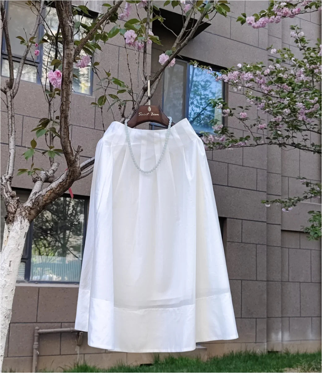 French elegant retro green umbrella skirt, temperament .