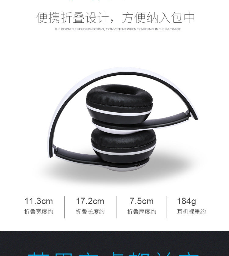 P47 5.0 Bluetooth stereo headphones, foldable.