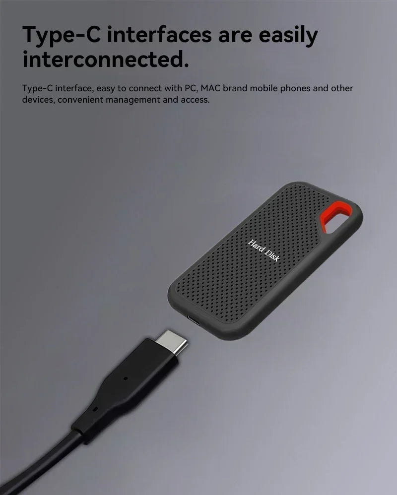 Mini External Hard Drive 2TB 4TB Large Capacity SSD 128TB Hard Drive USB 3.2  For Laptop/MAC/PC