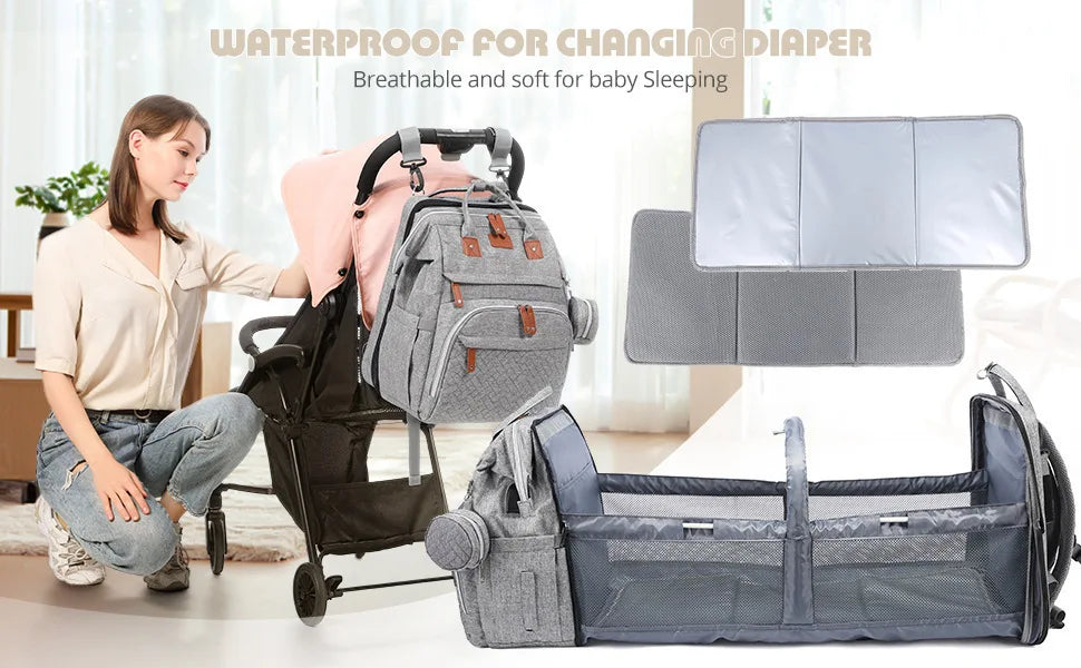 Multifunctional Bed Diaper Backpack Baby Girl Boy.