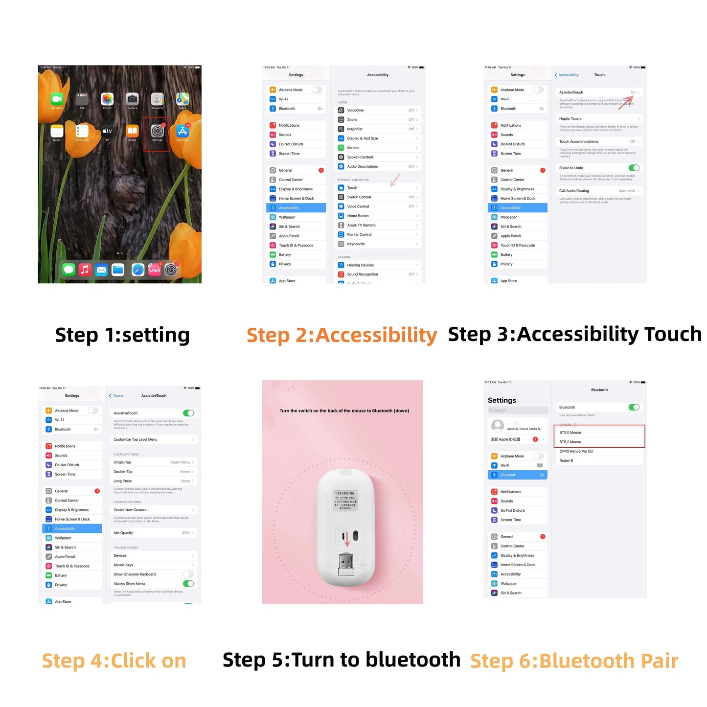Rechargeable Bluetooth wireless mouse with USB connection.
