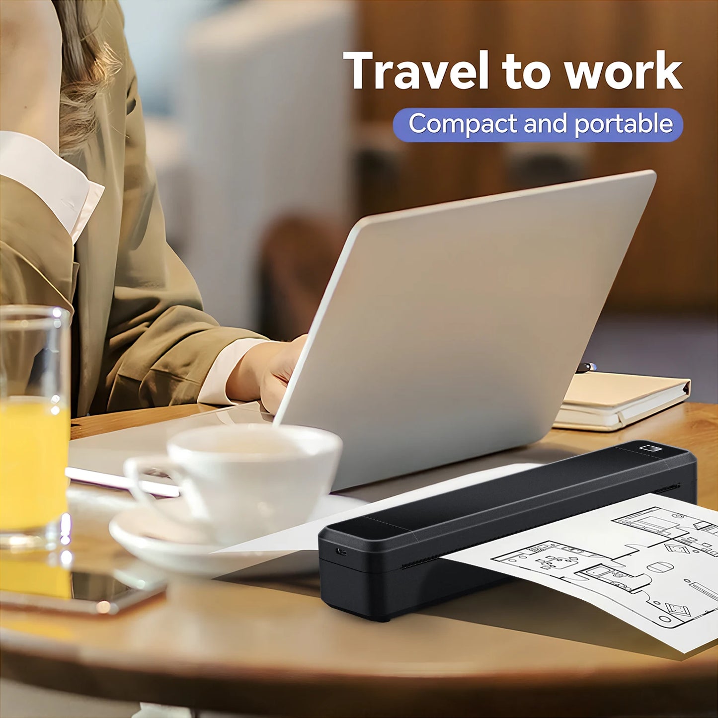 Marklife X8 Mini A4 Thermal Printer Bluetooth  Printing Inkless Machine for Home School Travel