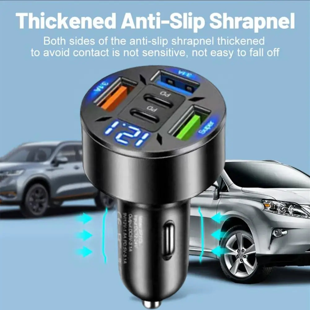 250W 5 Ports Car Charger Fast Charging PD QC3.0 USB.