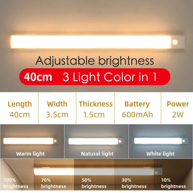 10-50cm LED Motion Sensor Light Night Wireless Lamp USB Battery