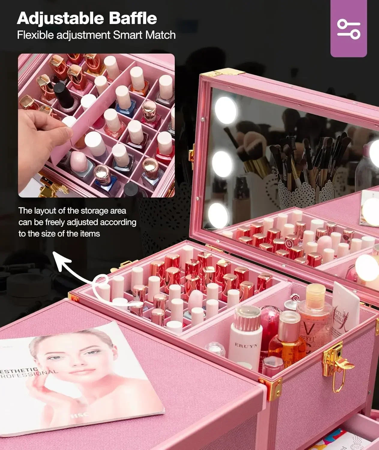 Portable Rolling Manicure Table Foldable.