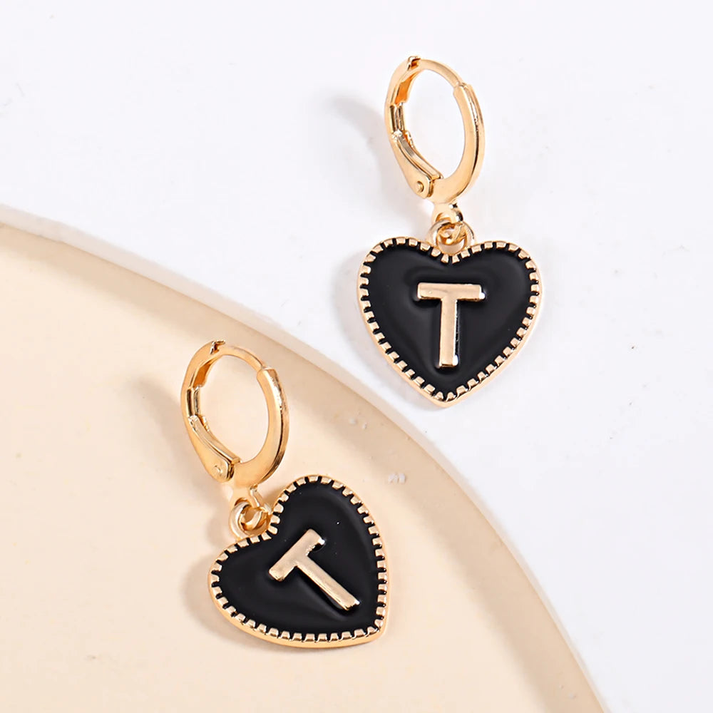 Peixin Fashion Heart Initial Letter Charms Women's Pendant Earrings Party Jewelry Mother's Day Valentine's Day Gift Wholesale