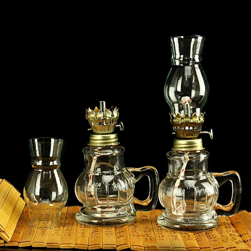 1/2 Pcs Retro Windproof Glass Lamp Mini Oil Lamps.