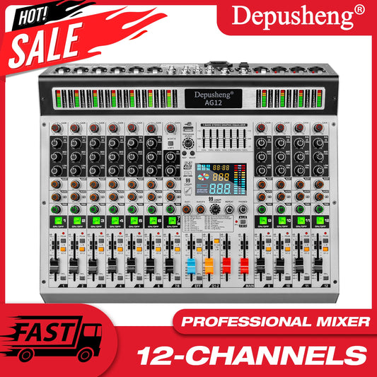 12Channel Digital Mixer Depusheng Professional audio mixing 99 DSP digital effects audio console mixer DJ Audio mixer