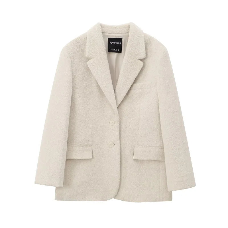 Fur Women's Blazers Fashion Outerwears Straight Long Blazer .
