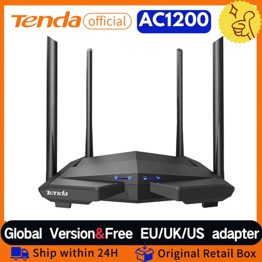 Tenda WIFI Router AC1200 Dual-Band 2.4G 5GHz AC10 Wireless Router Wi-Fi Repeater 4*6dBi Antenna 802.11ac Wave 2.0 Gigabit Router