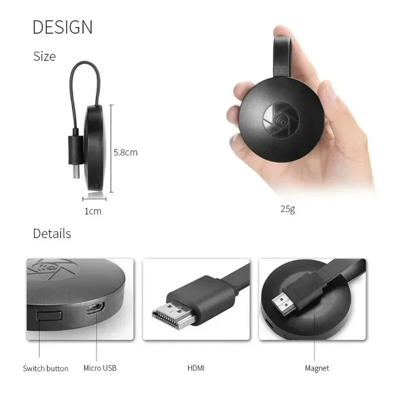 MUZISN 1080P G2 is suitable for MiraScreen monitor Anycast Wifi portable Miracast dongle.