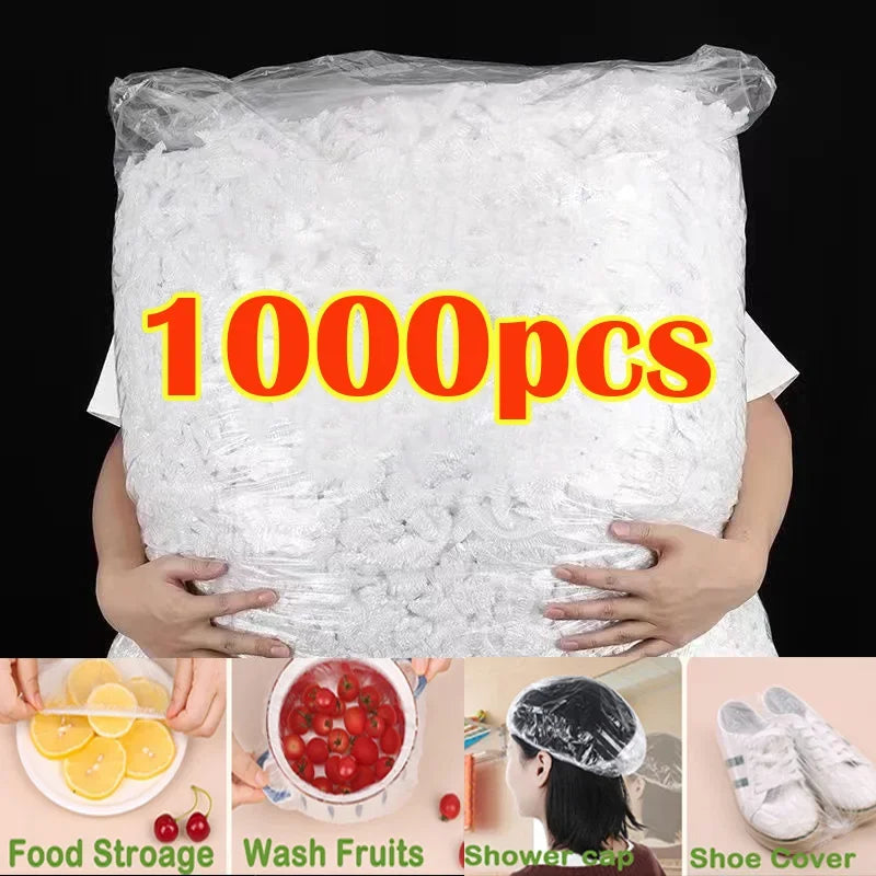 50-1000pcs Disposable Food CoverPlastic Wrap Elastic Food Lids For Fruit Bowls Cups Caps Storage Kitchen Fresh Keeping Saver Bag