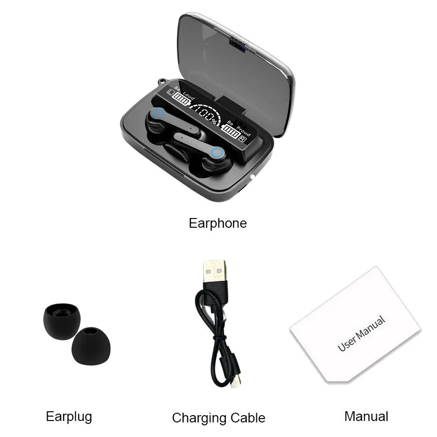 M19 Wireless TWS Bluetooth Earphones with Noise Cancellation and Control.