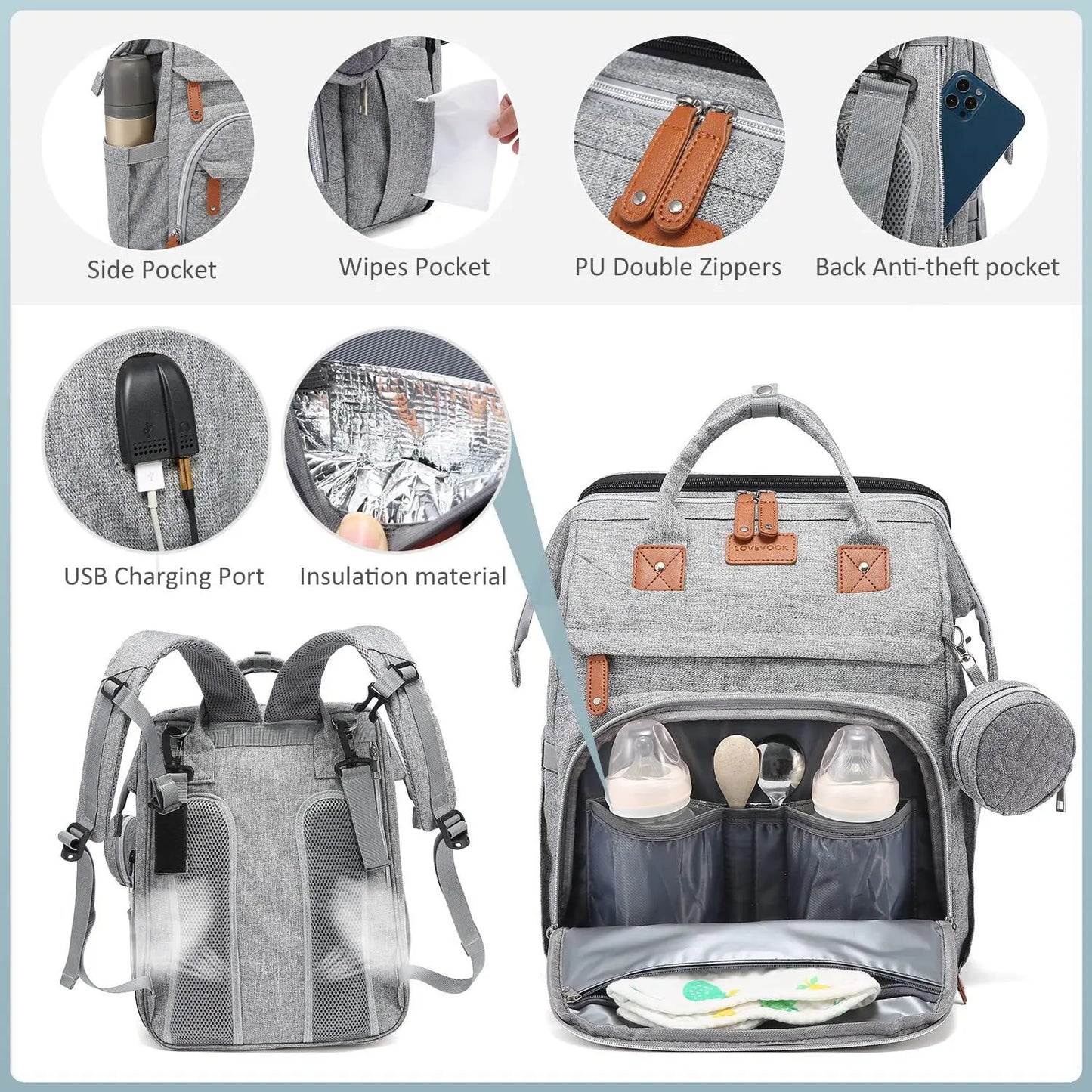 Multifunctional Bed Diaper Backpack Baby Girl Boy.