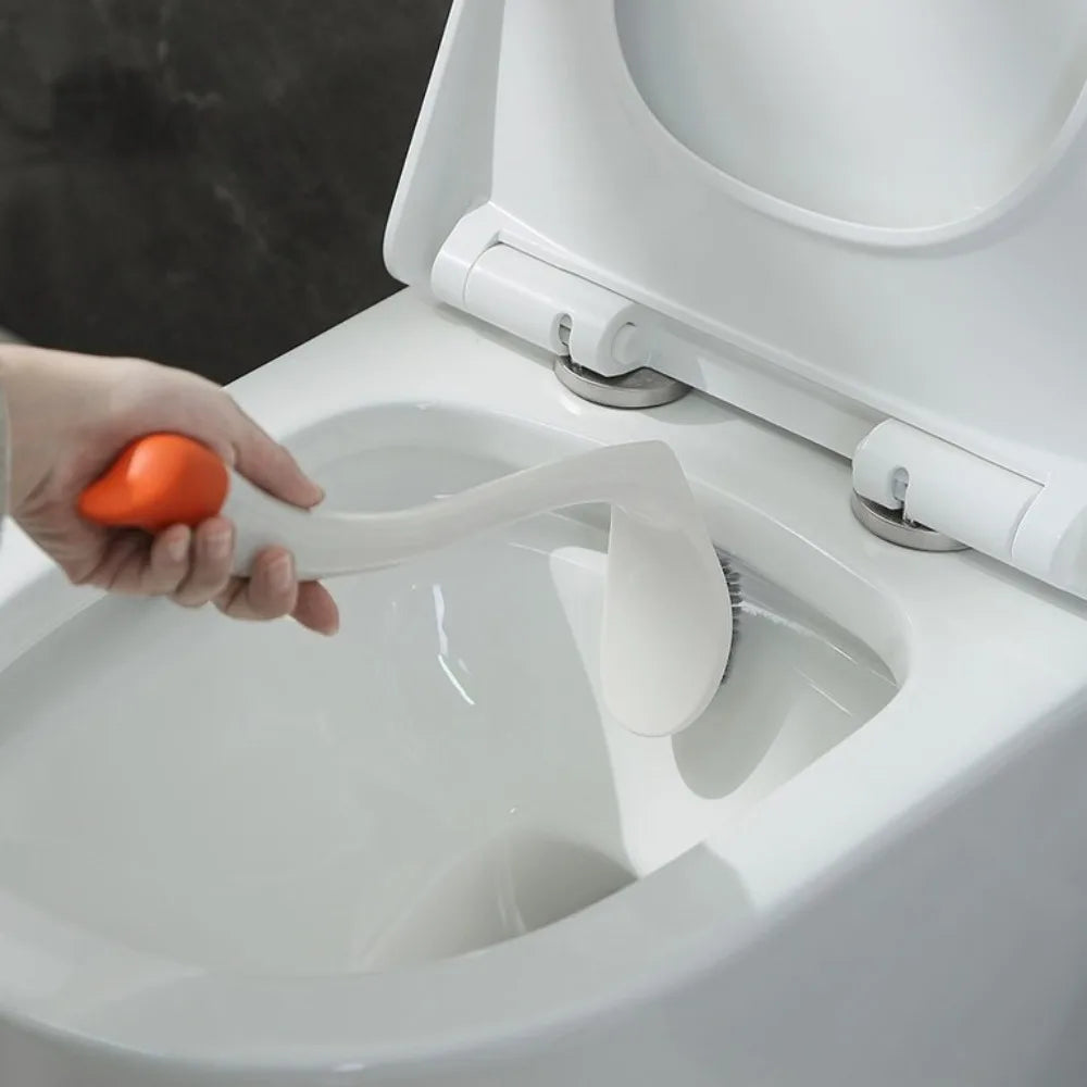 Swan Shape Long Handle Toilet Brush Dense Bristle Head Plastic.