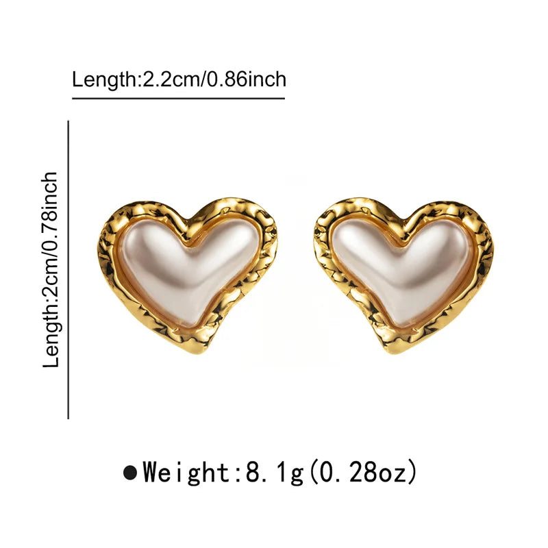 1 pair  fashionable and personalized geometric earrings with retro Hong Kong style and pearl gold earrings