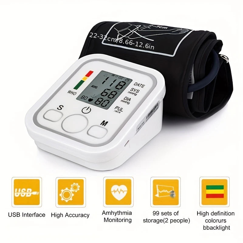 Automatic upper arm blood pressure monitor. sphygmomanometer