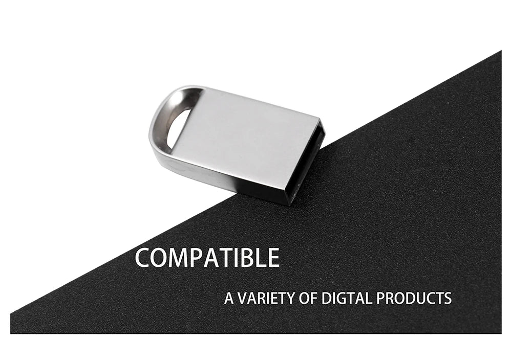 JASATER Super Mini Metal USB Flash Drive 128GB Silver Pen Drive with Free Key Ring 64GB Funny Creative Gift Memory Stick 32GB