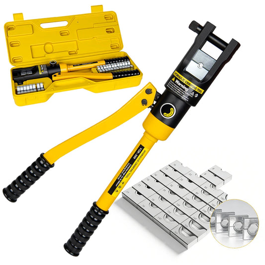 Hydraulic Crimping Tool w Dies Battery Cable Lug Terminal Crimper Manual Hydraulic Hose Crimping Tool 16 Tons for 9AWG to 600MCM