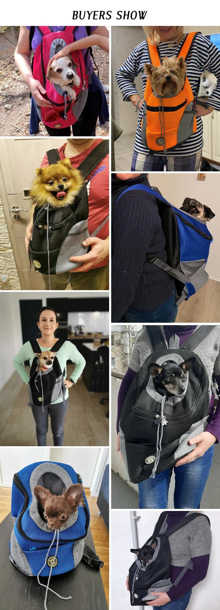 Portable travel backpack with double handles for pets.