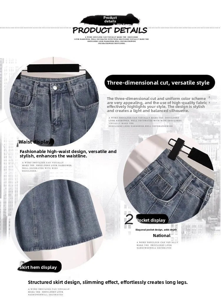 High Waist A- Line Midi Skirt Denim.