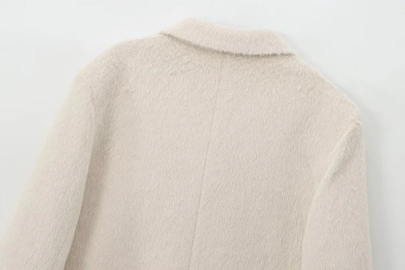 Fur Women's Blazers Fashion Outerwears Straight Long Blazer .