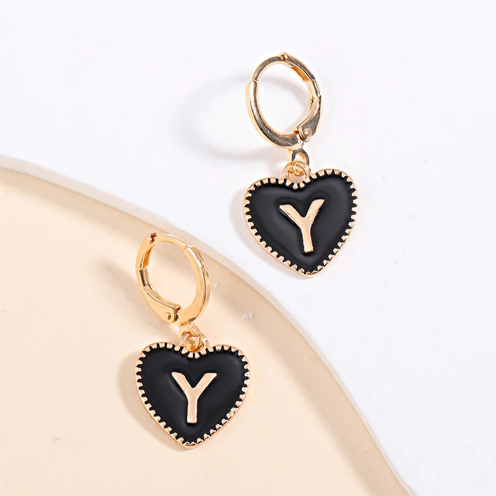 Peixin Fashion Heart Initial Letter Charms Women's Pendant Earrings Party Jewelry Mother's Day Valentine's Day Gift Wholesale