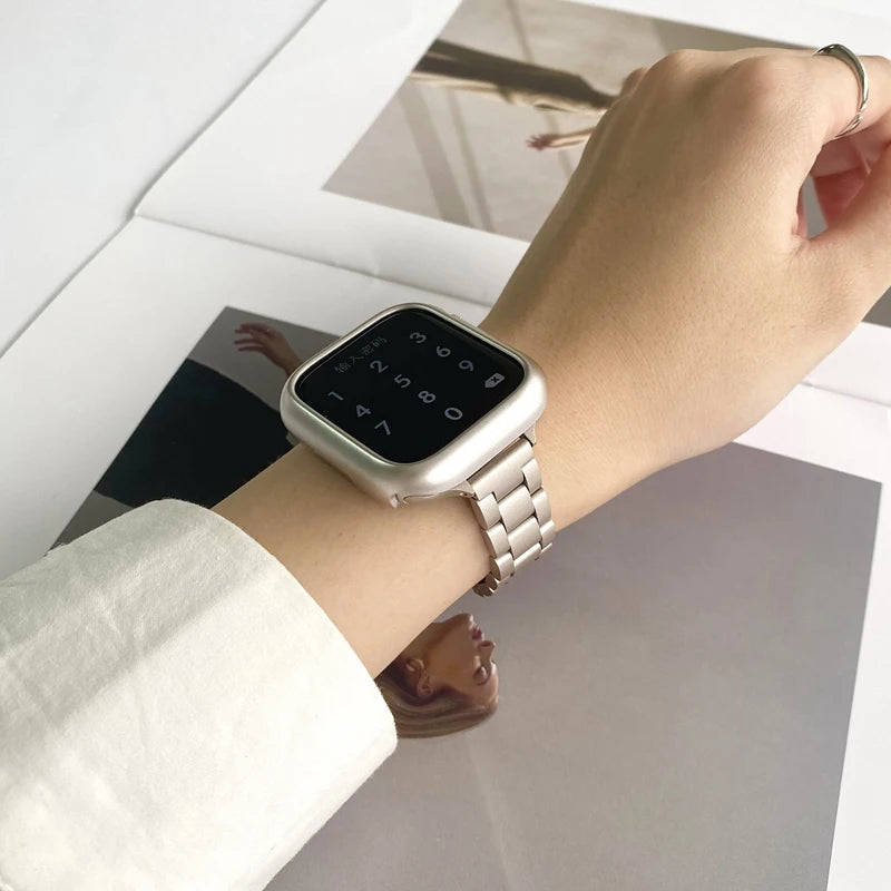 Thin stainless steel metal wristband strap suitable for Apple Watch series 987654321, compatible with IWatch 38/40/41/42/44/45mm
