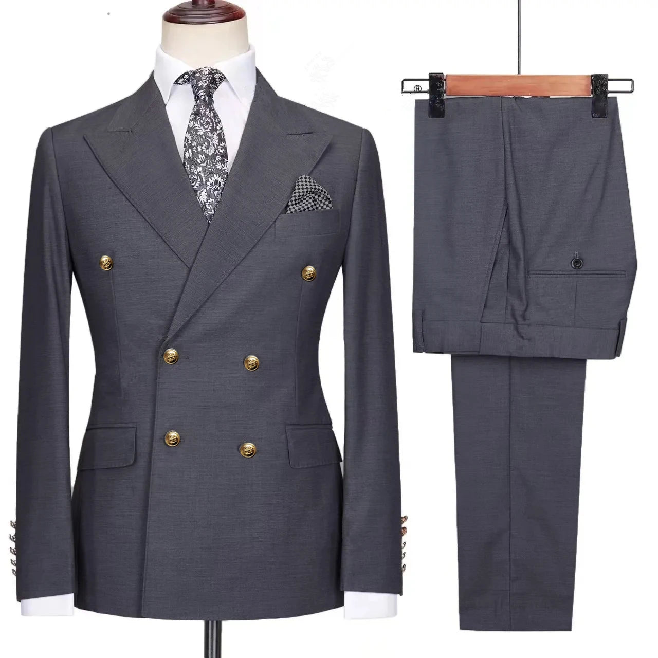 2023 Fashion New Men's Leisure Boutique Business Banquet Solid Color Wedding Double Breasted Slim Fit Suit Blazers Jacket Pants