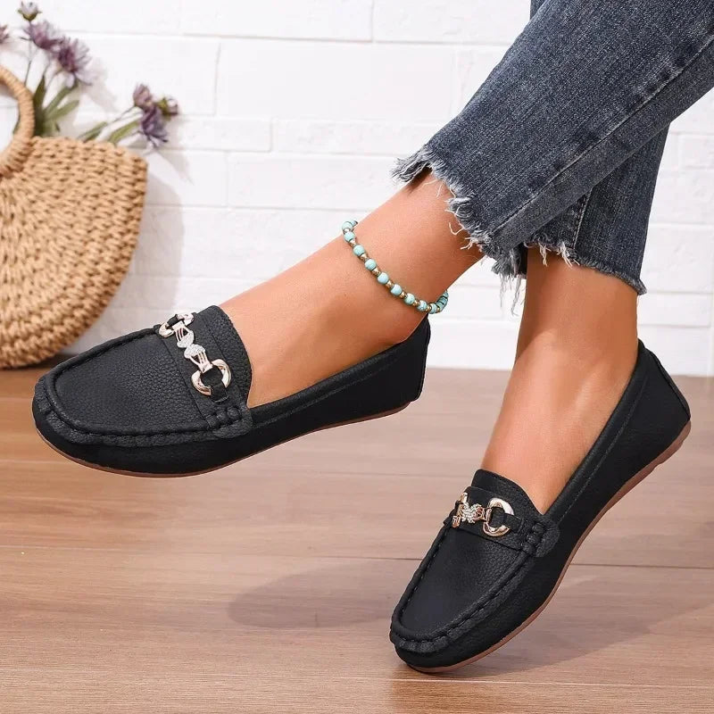 Ladies Shoes 2024 New Slip on Women's Flats Autumn Round Toe Solid Solft Sole Casual Flat Comfortable Loafers Zapatillas Mujer