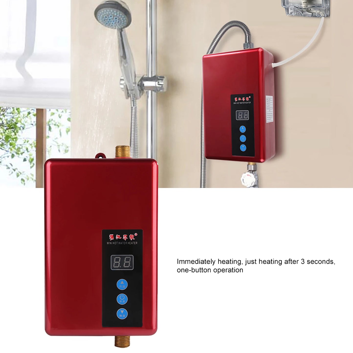 220V 5.5KW Mini Instant Electric Water Heater Tankless Shower Hot Water System Kitchen Hot Water System 220V Water Heater