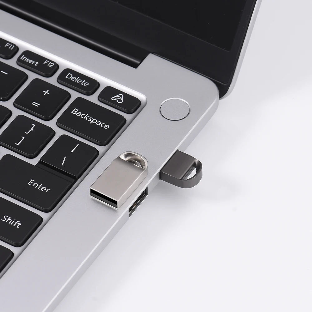 JASATER Super Mini Metal USB Flash Drive 128GB Silver Pen Drive with Free Key Ring 64GB Funny Creative Gift Memory Stick 32GB