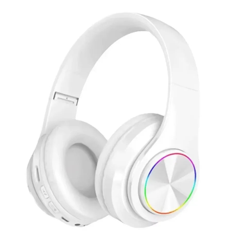 Wireless Bluetooth gaming headset with stereo surround sound.