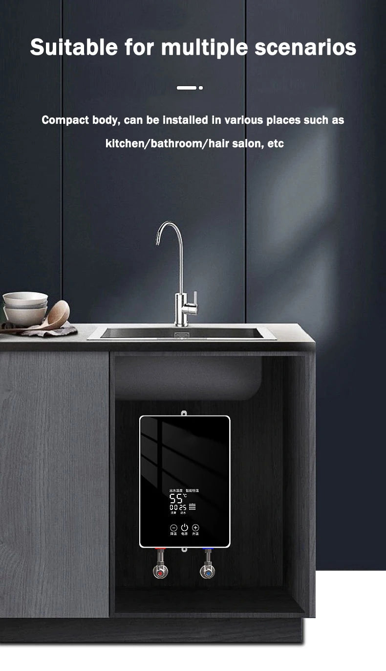 5500W/6500W Electric Hot Water Heater Instant Kitchen Bathroom Water.