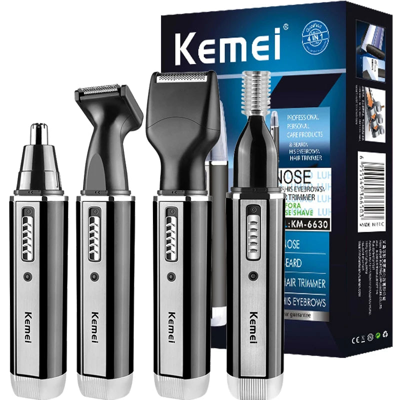Rechargeable 4-in-1 nose and beard hair trimmer for men.