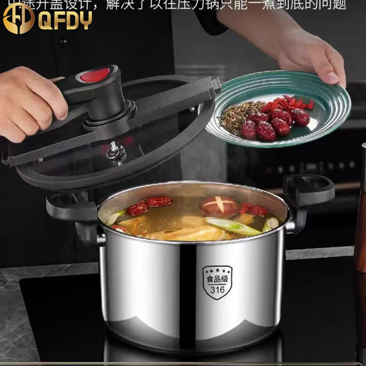 316 stainless steel pressure cooker thickening pressure cooker explosion-proof household multi-functional household saucepan