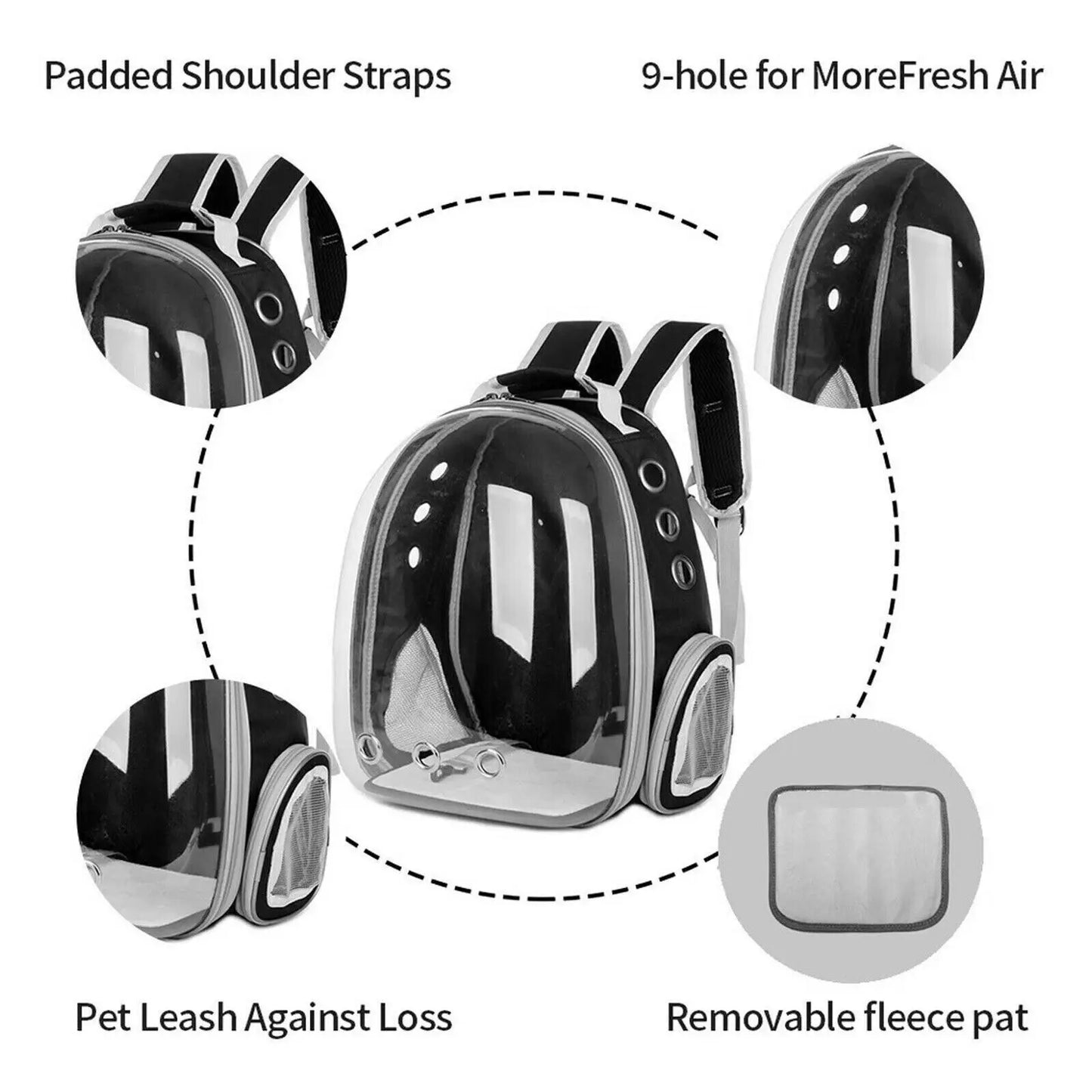 TitleTransparent portable pet backpack.
*


t Backpack