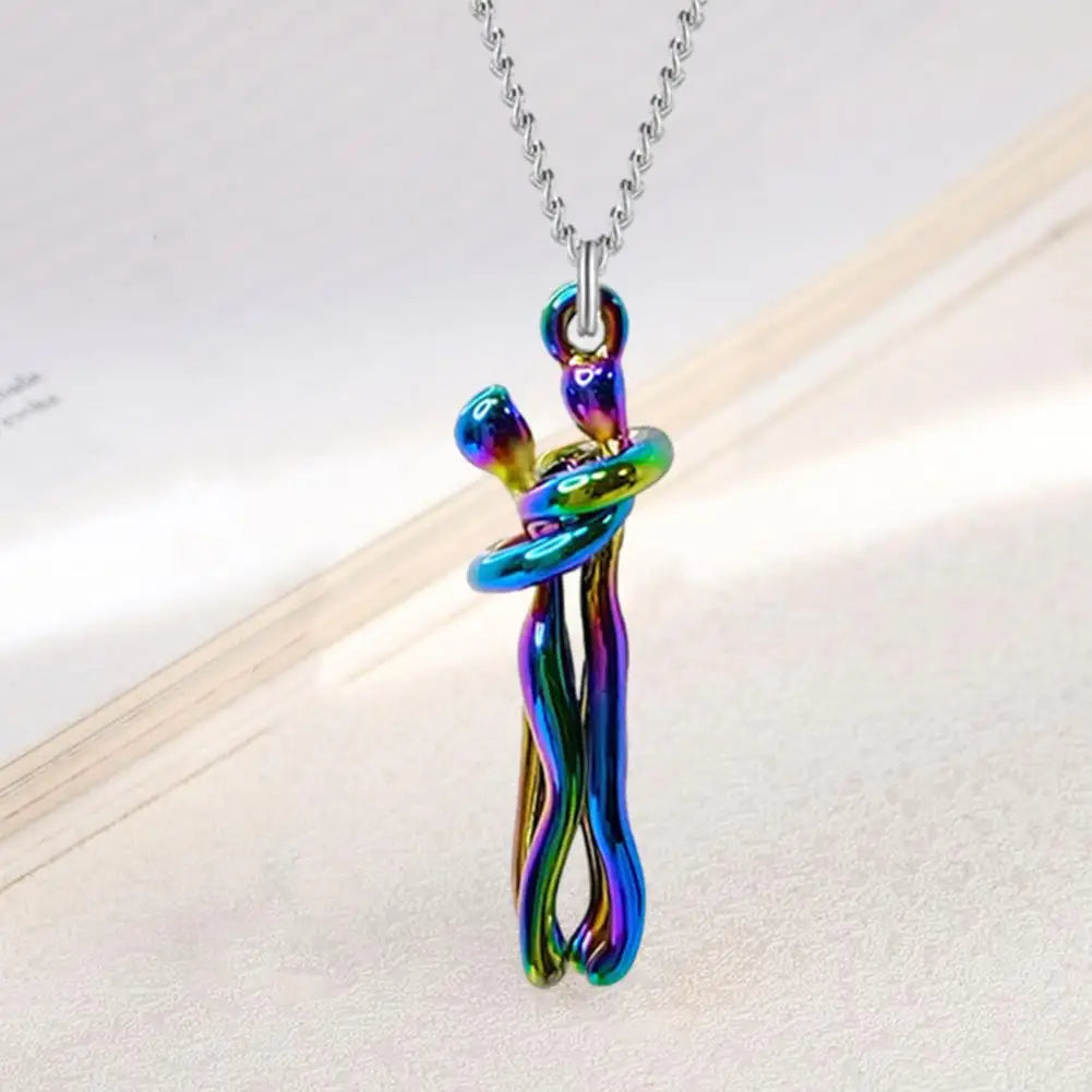 Couple Necklace Party Necklace Stylish Hop Couple Pendant Necklaces for Women Men Punk Lovers Hug Necklace Promise Wedding Party