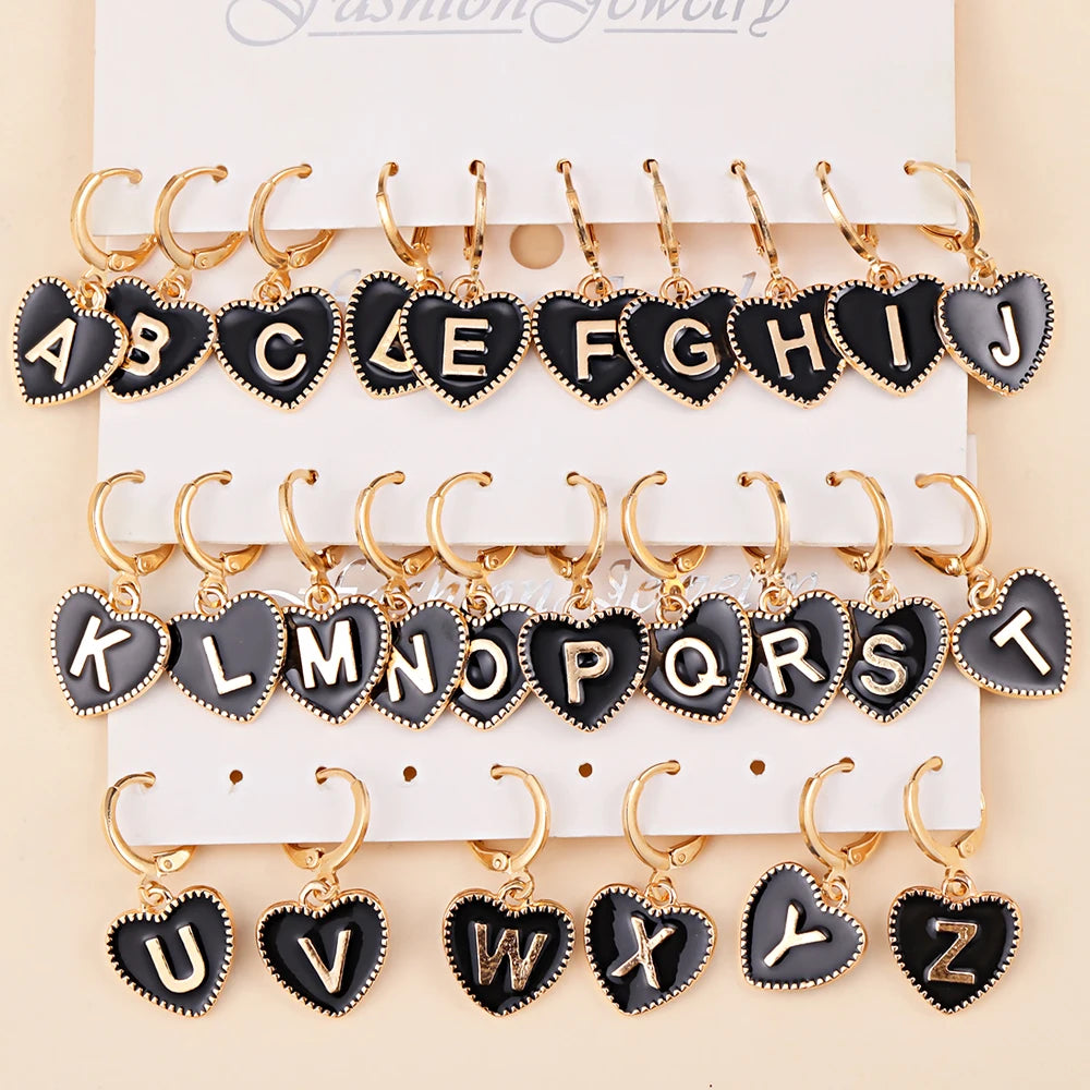 Peixin Fashion Heart Initial Letter Charms Women's Pendant Earrings Party Jewelry Mother's Day Valentine's Day Gift Wholesale