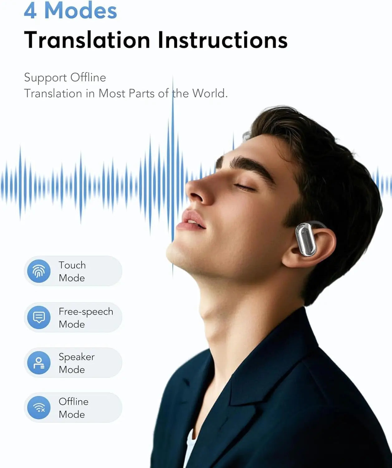 Headphones with automatic translation, compatible with 144 languages.