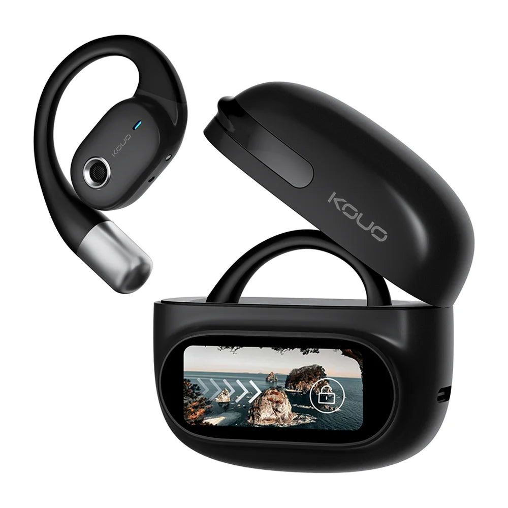 KOUO Open Bluetooth headphones with real-time translation for 164 languages.