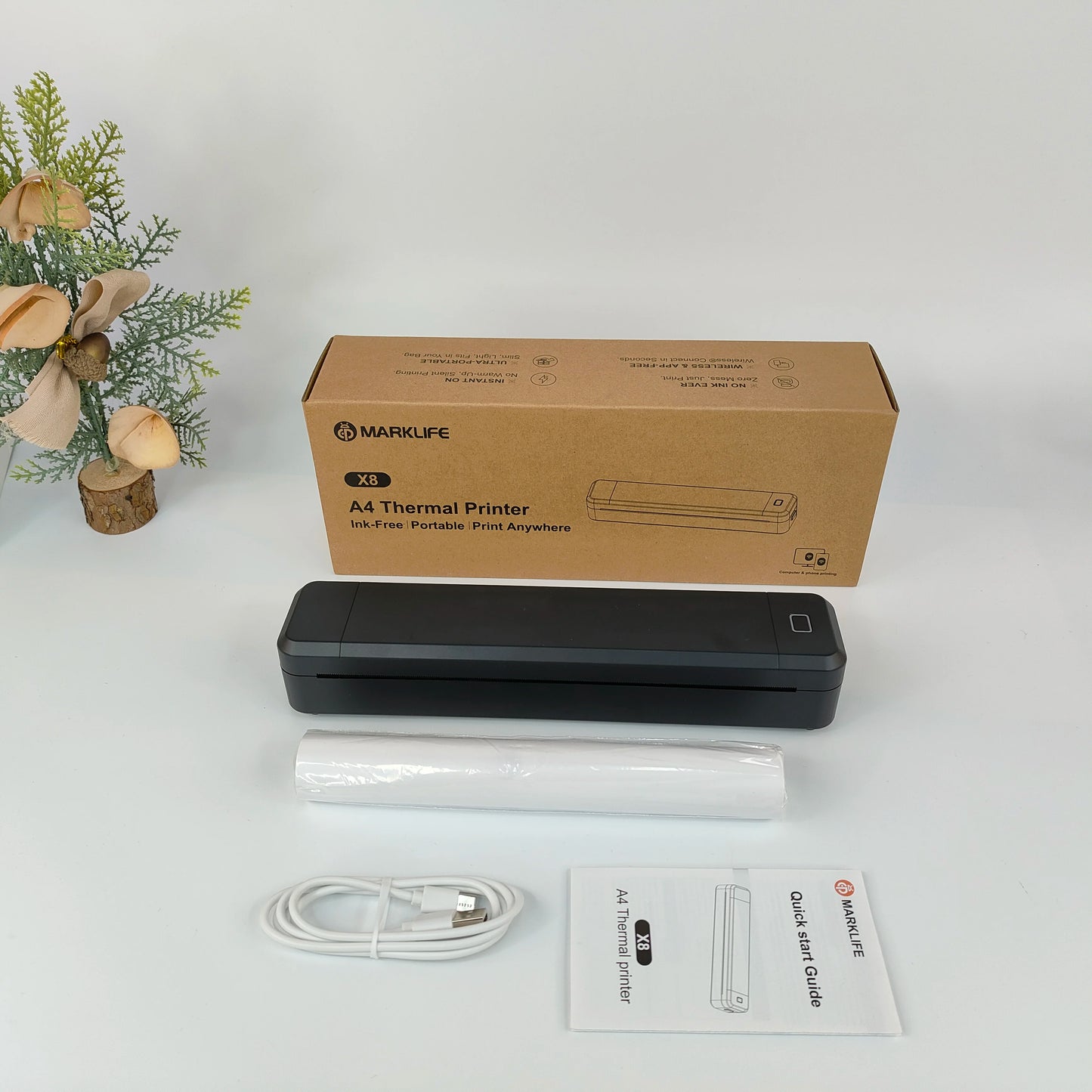 Marklife X8 Mini A4 Thermal Printer Bluetooth  Printing Inkless Machine for Home School Travel
